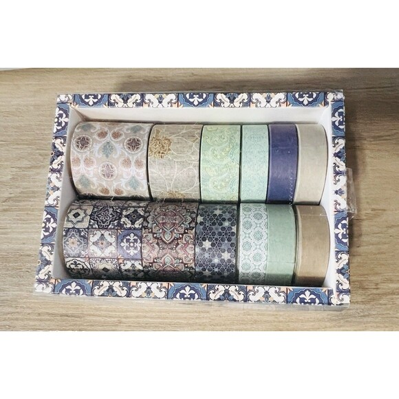 20 Rolls Blue Washi Tape Floral Junk Journal Scrapbook Gift Wrap Creative - Picture 1 of 2